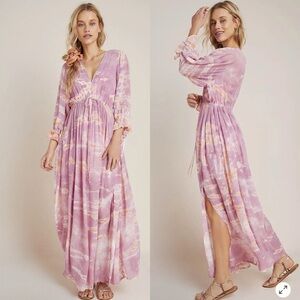 Anthropologie / Young Fabulous & Broke Sheena Tie Dye Peasant Maxi Dress